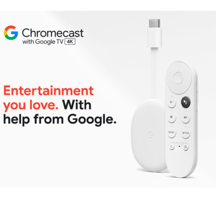 Chromecast with Google TV – 4K – Snow – Dado Cell